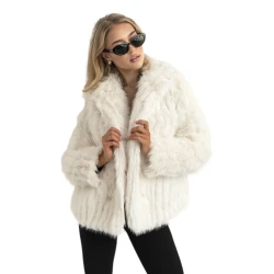Sieviešu balta kažokādas jaka Moda