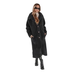 Sieviešu garais melns ziemas mētelis Fabio