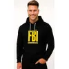 Vīriešu melns džemperis ar kapuci „FBI“