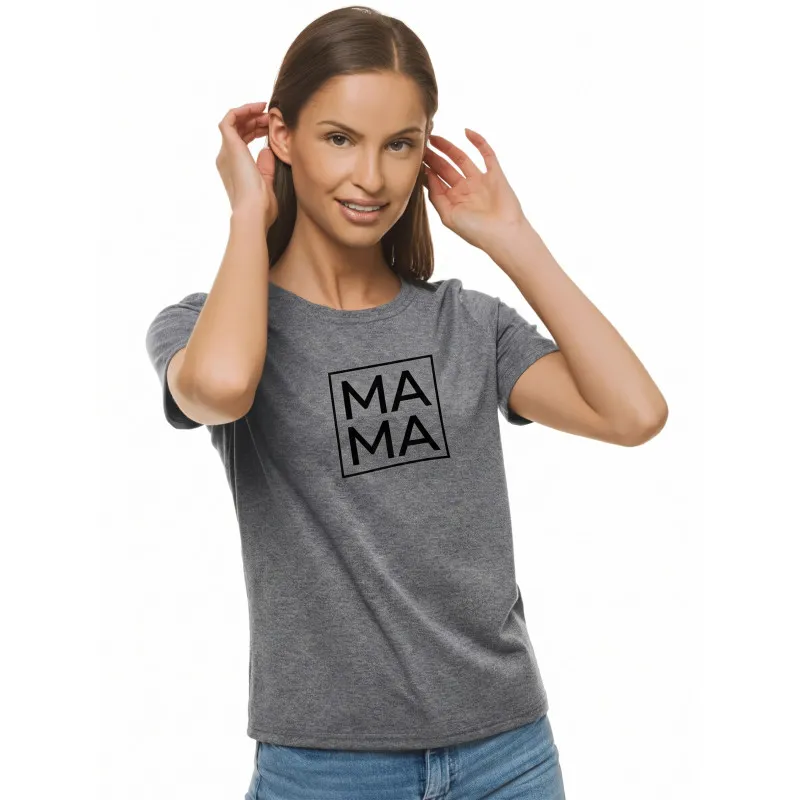 Sieviešu tumši pelēki T-krekli MAMA (melns)