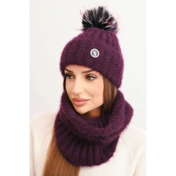 Sieviešu violeta cepure un šalle Nora