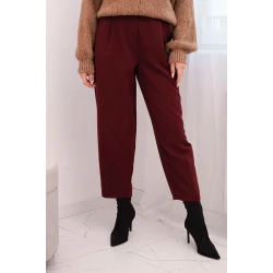 Sieviešu bordo krāsas bikses ar augstu vidukli Lori