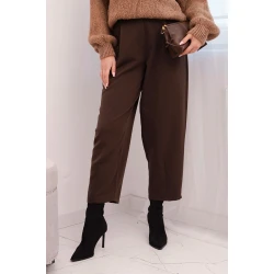 Sieviešu brūnas bikses ar augstu vidukli Lori