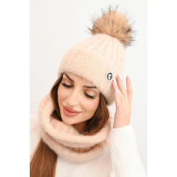 Sieviešu brūna cepure un šalle Nora