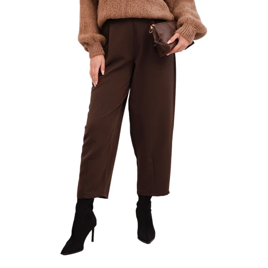 Sieviešu brūnas bikses ar augstu vidukli Lori