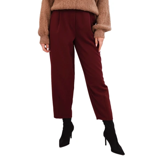 Sieviešu bordo krāsas bikses ar augstu vidukli Lori