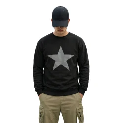 Vīriešu melns džemperis ar kapuci Star