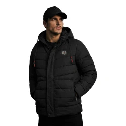 Vīriešu melna jaka ar kapuci Hari