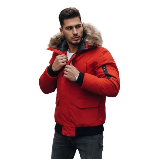 Bomber stila ziemas sarkana vīriešu jaka Lemor JS/201901