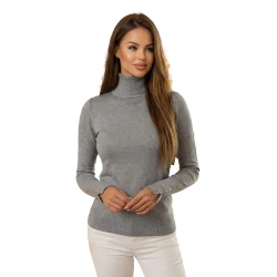 Sieviešu pelēks džemperis ar augstu apkakli Vestin