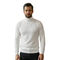 Vīriešu balts džemperis ar augstu apkakli Melba