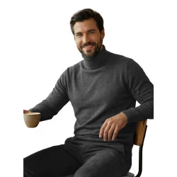 Vīriešu tumši pelēks džemperis ar augstu apkakli Melba