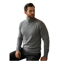 Vīriešu pelēks džemperis ar augstu apkakli Melba