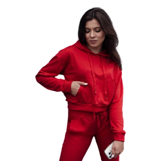 Sieviešu sarkans džemperis ar kapuci Trend