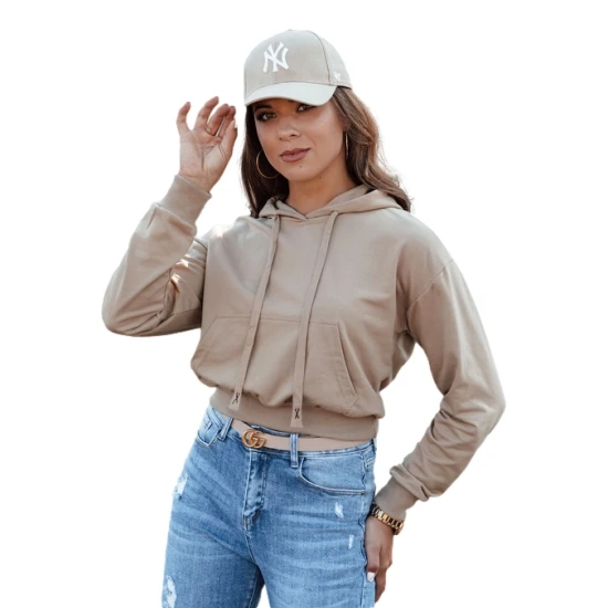 Sieviešu brūns džemperis ar kapuci Trend