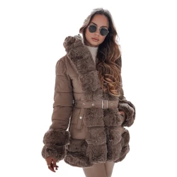 Sieviešu tumši brūna jaka ar kažokādu City