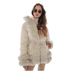 Sieviešu brūna jaka ar kažokādu City