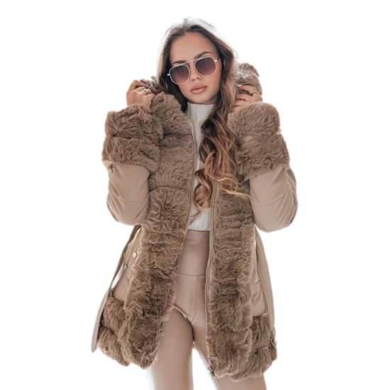 Sieviešu brūna jaka ar kažokādu City