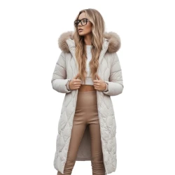 Sieviešu gaiši brūna ziemas jaka Fibin