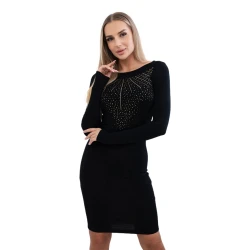 Sieviešu melna kleita Zelta