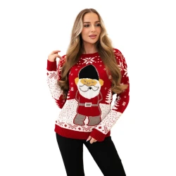 Sieviešu sarkans Ziemassvētku džemperis Santa