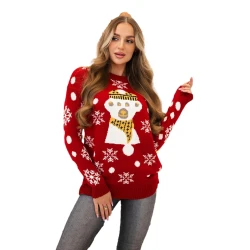Sieviešu sarkans Ziemassvētku džemperis Bear