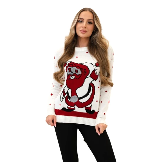 Sieviešu pelēks Ziemassvētku džemperis Santa Claus