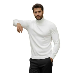 Vīriešu balts džemperis ar augstu apkakli Lenox