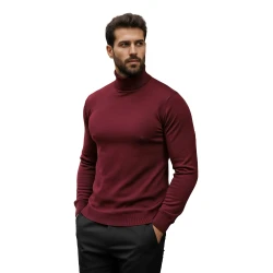 Vīriešu bordo krāsas džemperis ar augstu apkakli Lenox