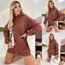 Sieviešu tumši brūna tunika ar kapuci Narol