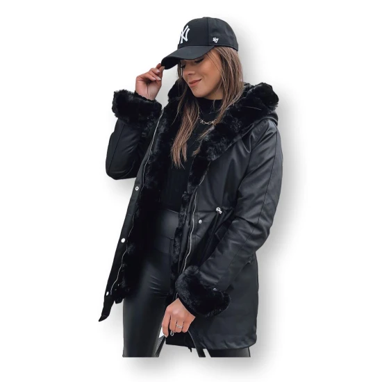 Sieviešu melna jaka ar melnu kažokādu Arctic TY3986