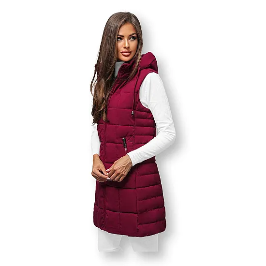 Sieviešu bordo krāsas stepēta veste Dona JS/16M9096/06Z