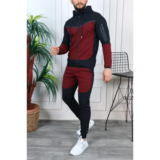 Vīriešu sporta komplekts melns - bordo Rener PK3006 Premium