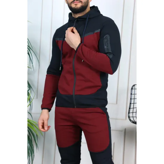 Vīriešu sporta komplekts melns - bordo Rener PK3006 Premium