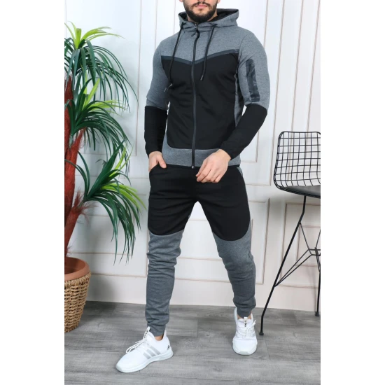 Vīriešu sporta kostīms melns - tumši pelēks Rener PK3006 Premium