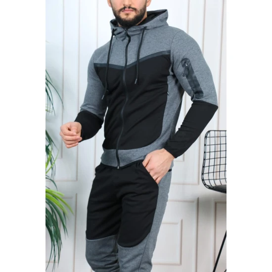 Vīriešu sporta kostīms melns - tumši pelēks Rener PK3006 Premium