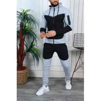 Vīriešu treniņtērps gaiši pelēks - melns Rener