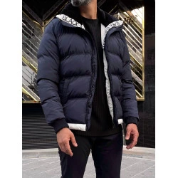 Tumši zila vīriešu jaka ar kapuci Tido