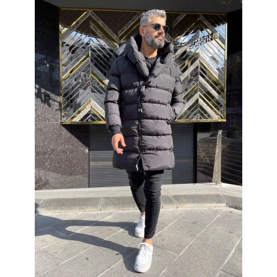 Vīriešu melna jaka ar kapuci Guno PK2545 Premium