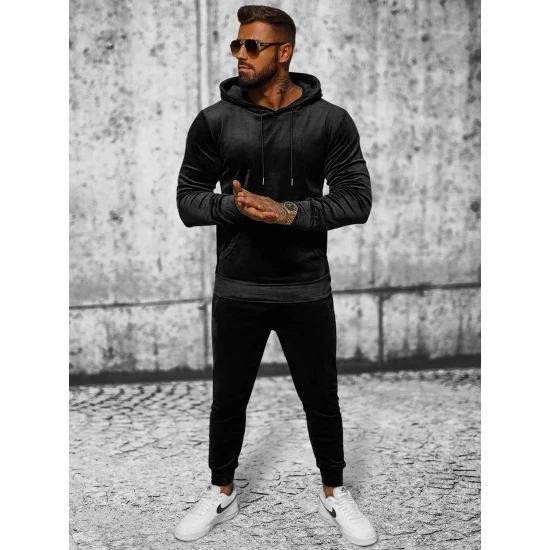 Melns vīriešu velūra komplekts Rolos