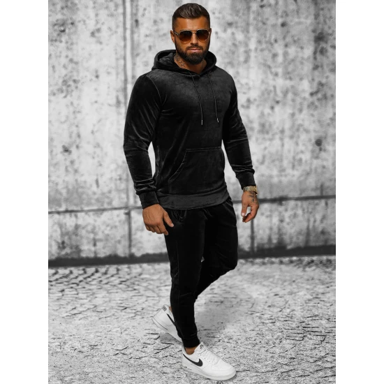 Melns vīriešu velūra komplekts Rolos