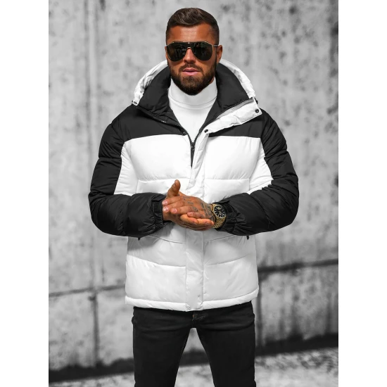 Balta vīriešu stepēta ziemas jaka Poker JS/31M5008