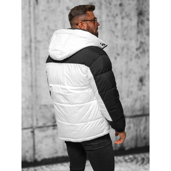 Balta vīriešu stepēta ziemas jaka Poker JS/31M5008