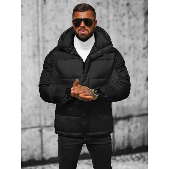 Melna vīriešu stepēta ziemas jaka Poker JS/31M5008