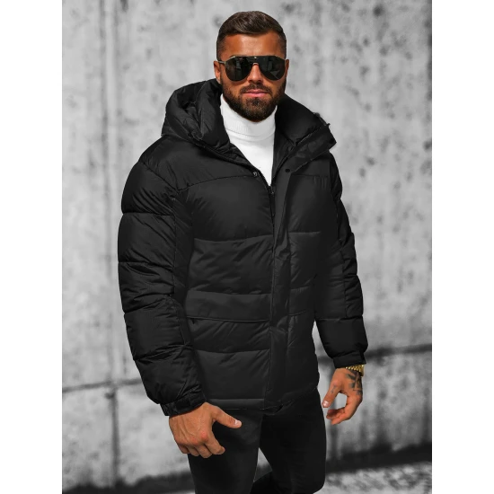 Melna vīriešu stepēta ziemas jaka Poker JS/31M5008