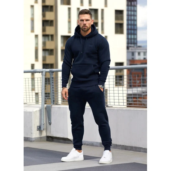 Tumši zils treniņtērps ar kapuci vīriešiem PK3030