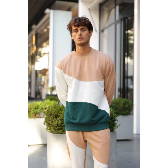 Vīriešu brūns daudzkrāsains džemperis Hipore PK3038