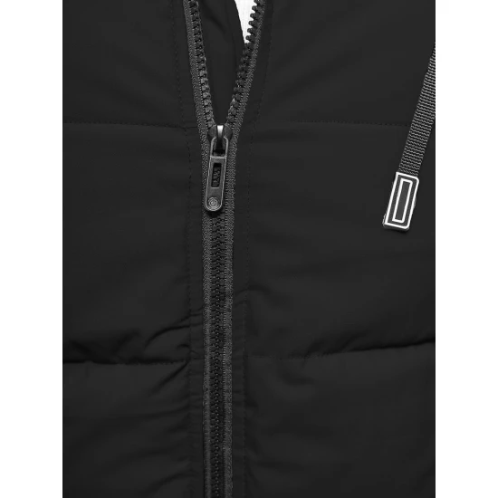 Vīriešu melna stepēta jaka ar kapuci Mino JS/31M5006