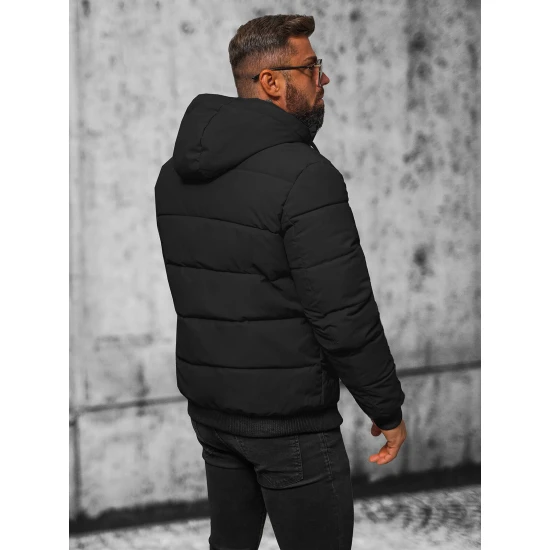 Vīriešu melna stepēta jaka ar kapuci Mino JS/31M5006
