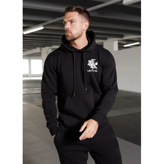 Vīriešu melns komplekts ar kapuci Lietuva PK3033 Premium